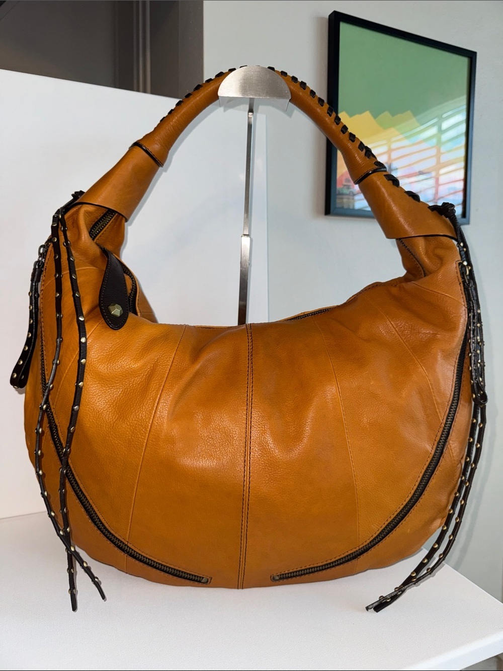 ORYANY Naimi Hobo Bag Whipstitch Slouchy Shoulder Bag Boho Chic